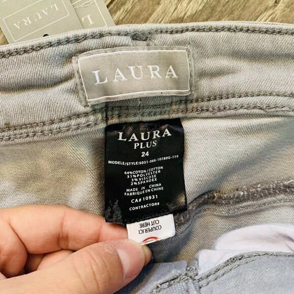 Laura Plus Women’s Pants 24 Grey With Pearls Plus Size - Picture 5 of 13